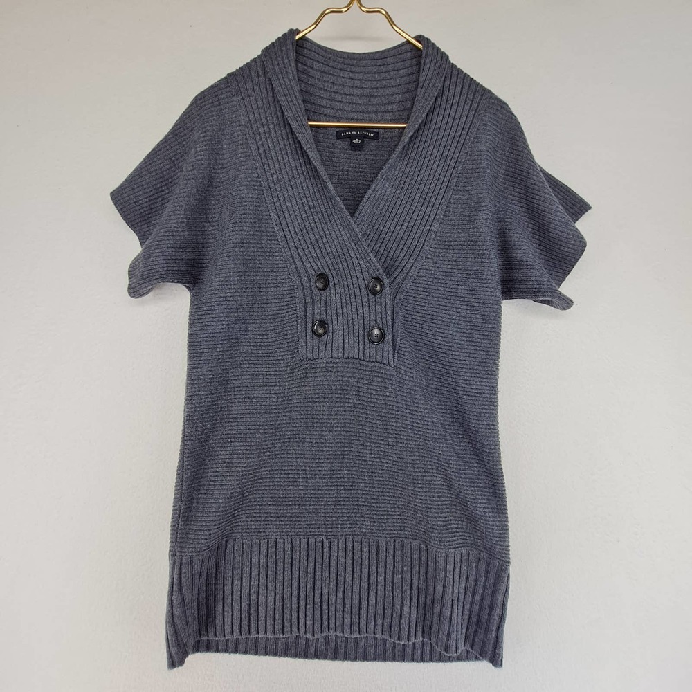 Banana Republic 100% Wool Tunic Top Sweater Gray Size Small